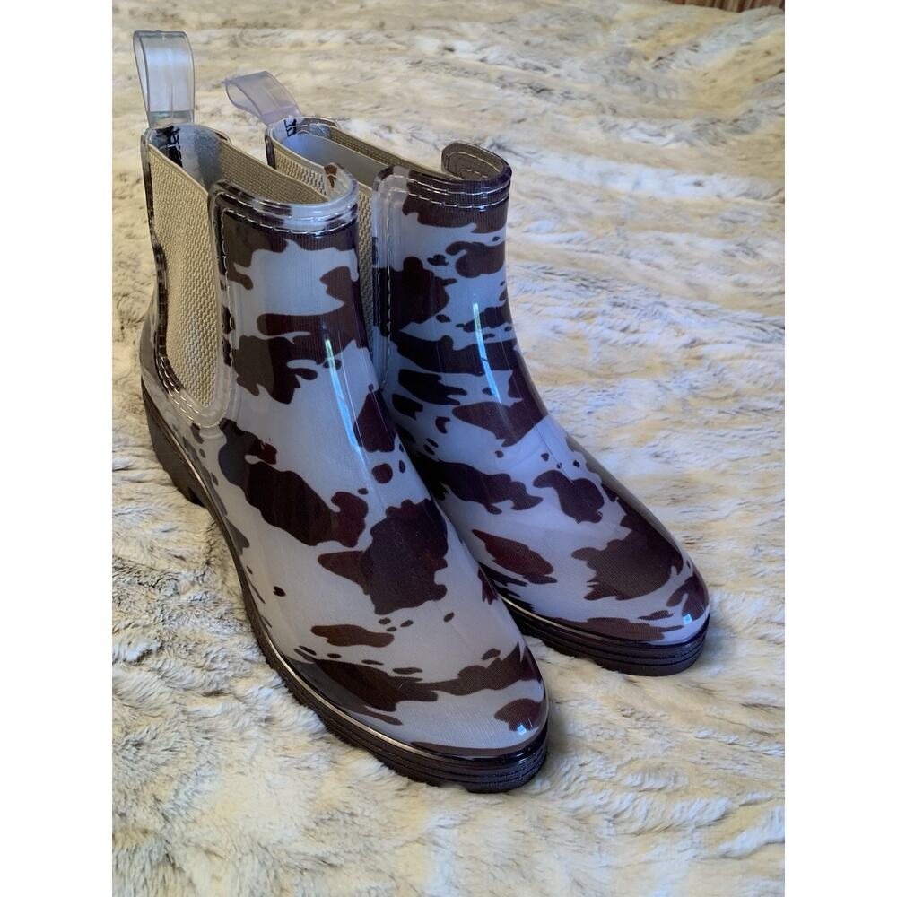 London Fog Cow Print Rain Boots size 9